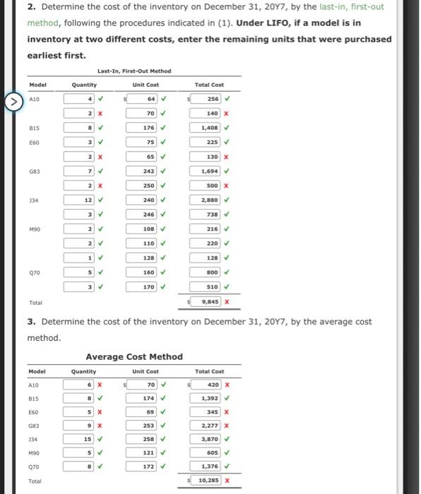 appliances on January 1, 20Y7, purchases invoices during the year, and the