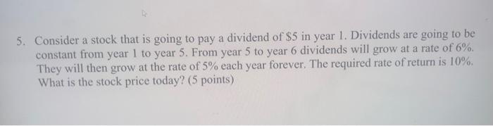 Please use Excel. Thanks! Consider a stock that is going to pay