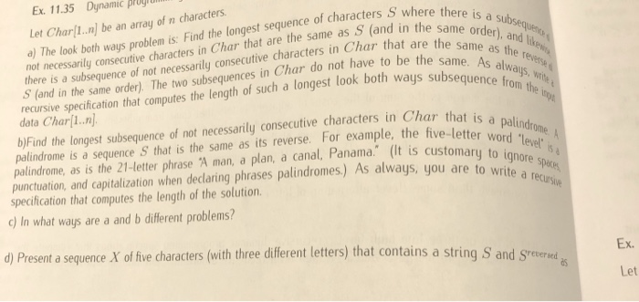 Python is prefered for this answer please Ex. 11.35 Dynamic progi Let