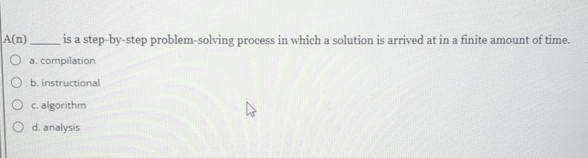  A(n) is a step-by-step problem-solving process in which a solution is