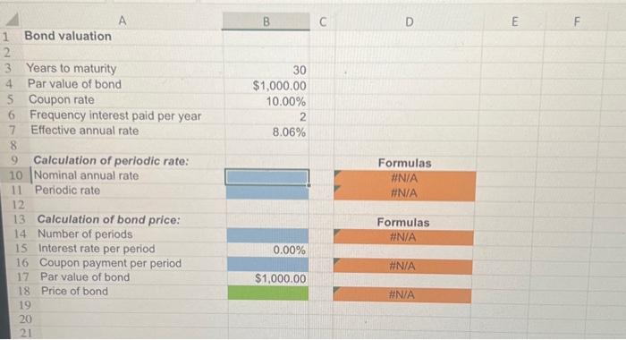 coupon rate is 10%, and interest is paid semiannually, The data has