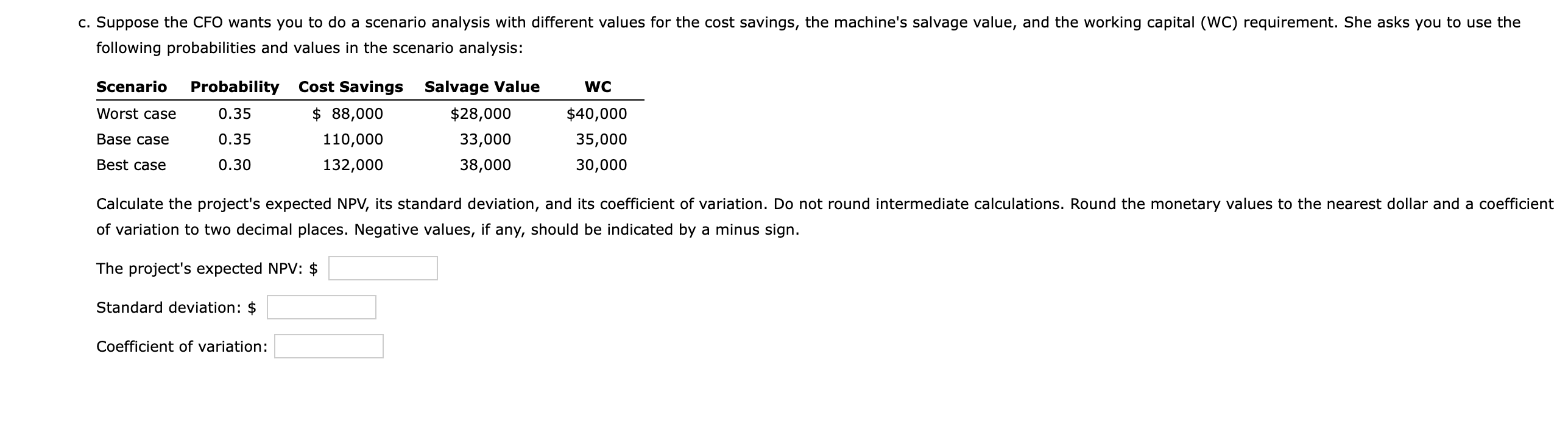 sign. NPV: \$ IRR: MIRR: Payback: % % years nearest dollar. Negative