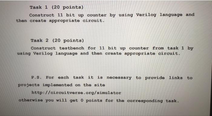  Task 1 (20 points) Construct 11 bit up counter by using