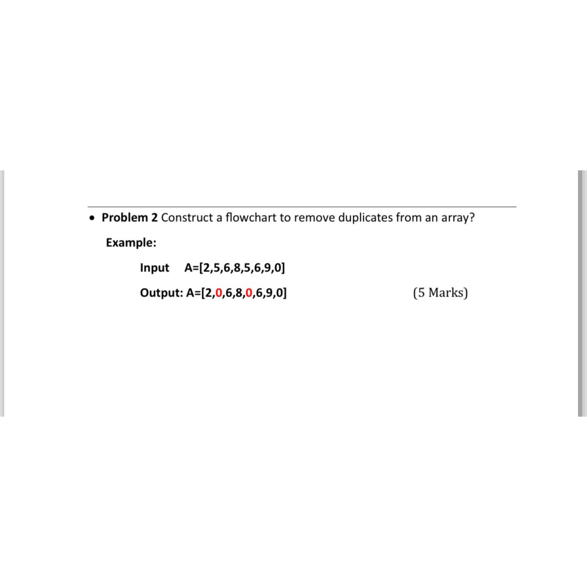  Problem 2 Construct a flowchart to remove duplicates from an array?