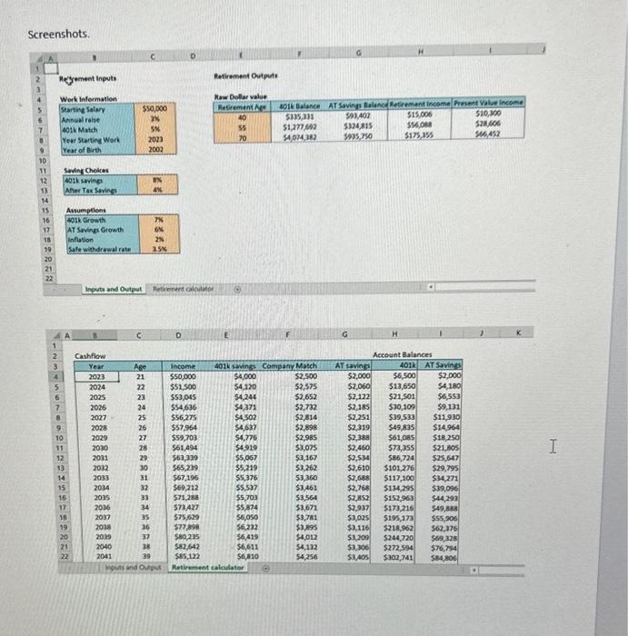 an estimate of your income in retirement and demonstrates an understanding of