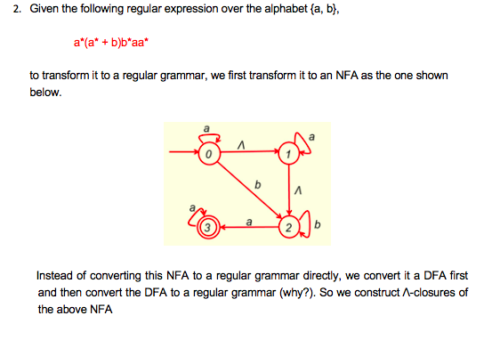 2. Given the following regular expression over the alphabet fa, b),