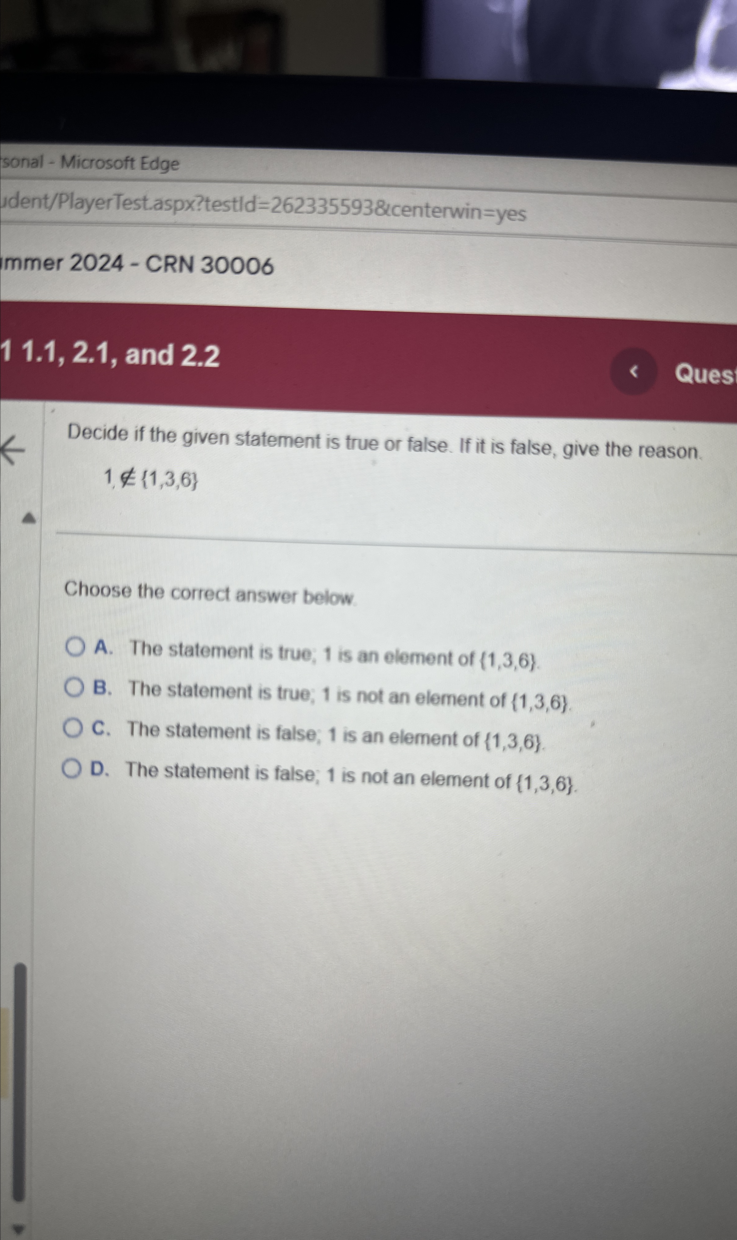  sonal - Microsoft Edge ident/PlayerTestaspx?testld =2623355938erwin = yes Immer 2024- CRN