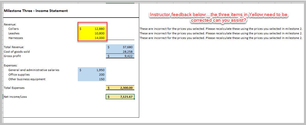 yellow and identified by a red box.....the instroctor provided feedback to assist