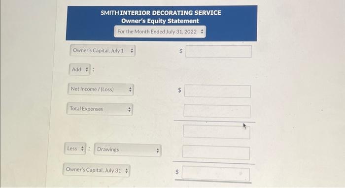 During July, the company completed the following transactions July 1 Invested $15,000