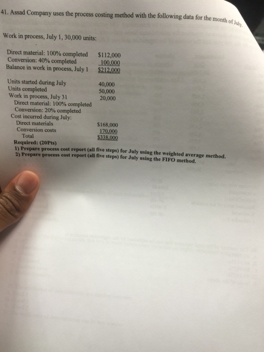  answer Assad Company uses the process costing method with the following