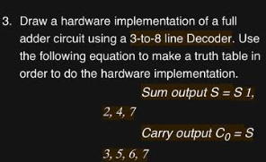A1.3 3. Draw a hardware implementation of a full adder circuit using