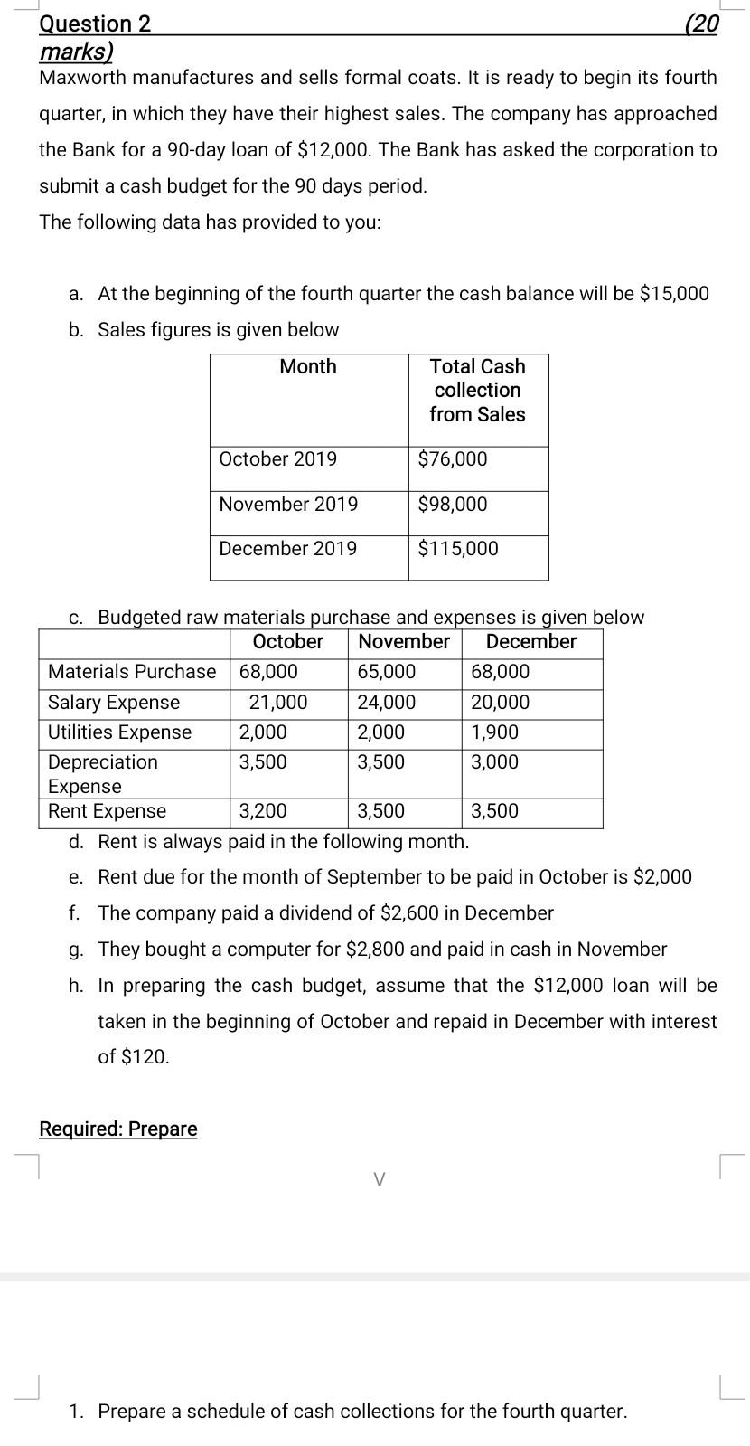  I need solution please Question 2 (20 marks) Maxworth manufactures and