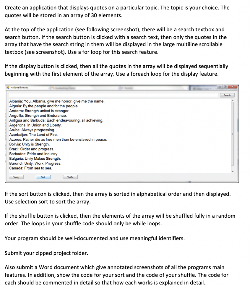 I need help in C# Programming assignment. Create an application that