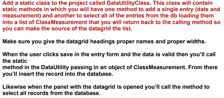 public String PrecipDate { get; set; } public Decimal PrecipAmount { get;