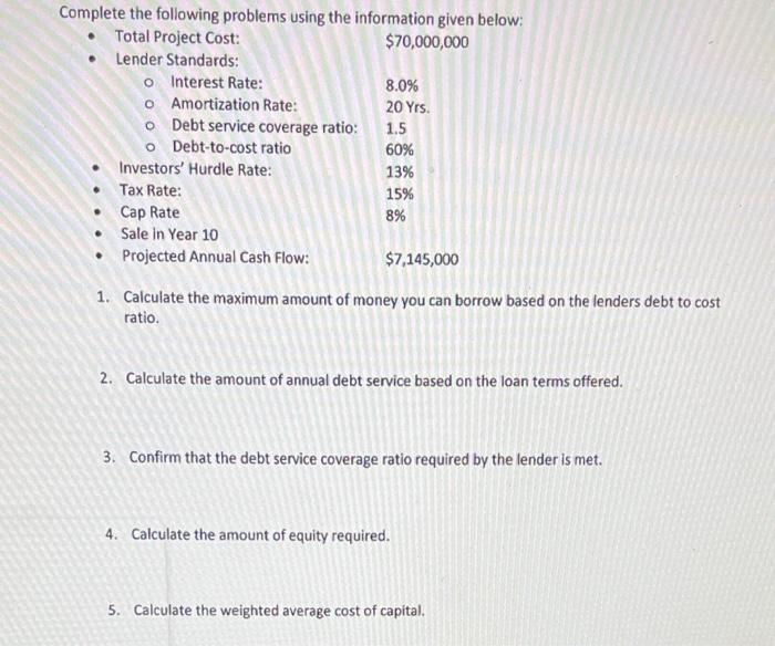  8.0% Complete the following problems using the information given below: Total