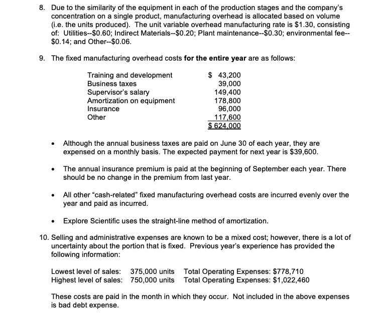 Calculating the break-even in units and in dollars. Master Budget Case Explore