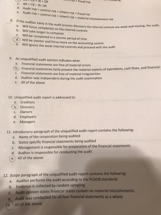  If the auditor early in the audit process discovers the internal
