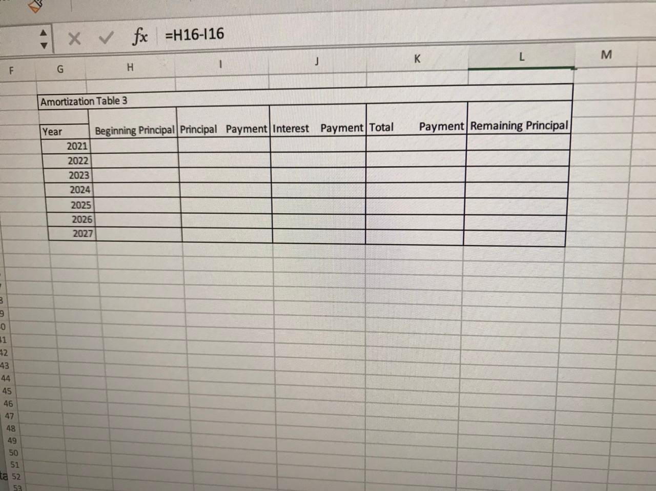 table using the total equal payments method for annual loan payments of