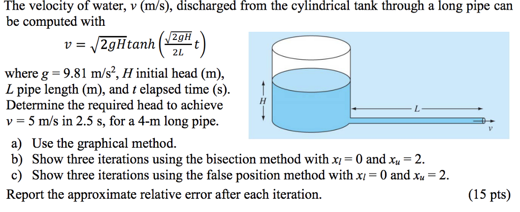 Determine the head in the problem in Matlab using the following open