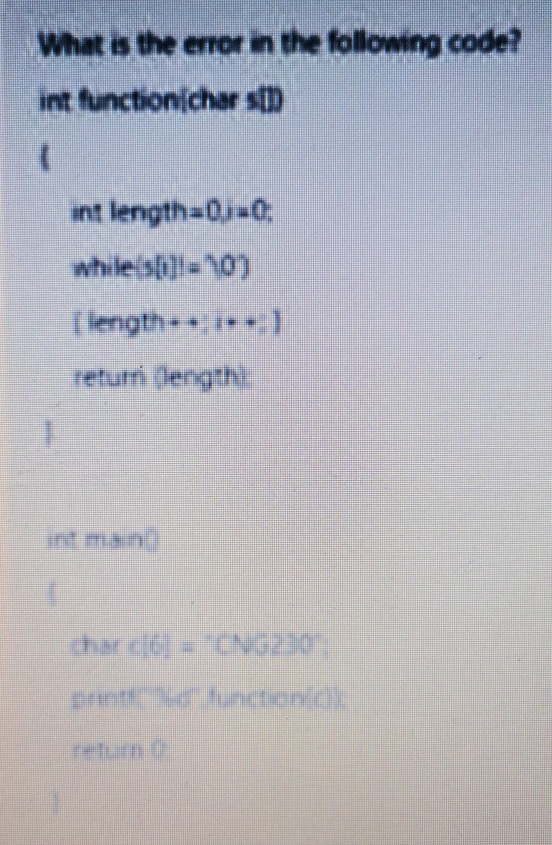 tharc6=7CNO230 prints "Nod, functenics: retuine What is the errer in the following
