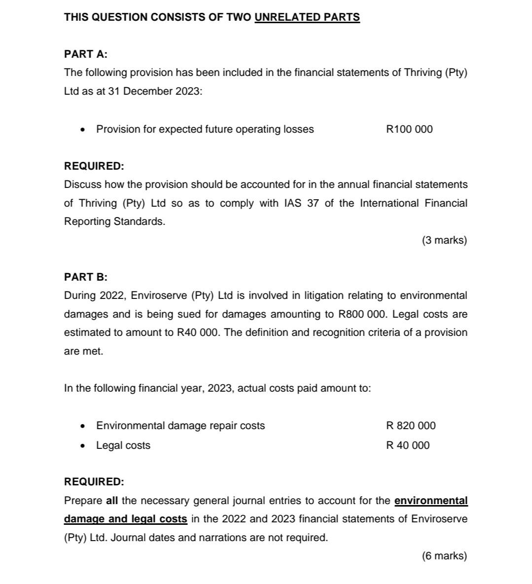 Please unswere Part A and Part B THIS QUESTION CONSISTS OF