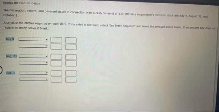  Entries for cosh dividends The declaration, record, and payment dates in