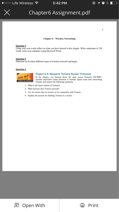  .oooo Life Wireless 5:42 PM Chapter6 Assignment.pdf Chapter 6-Wireless Networking Qurstion1
