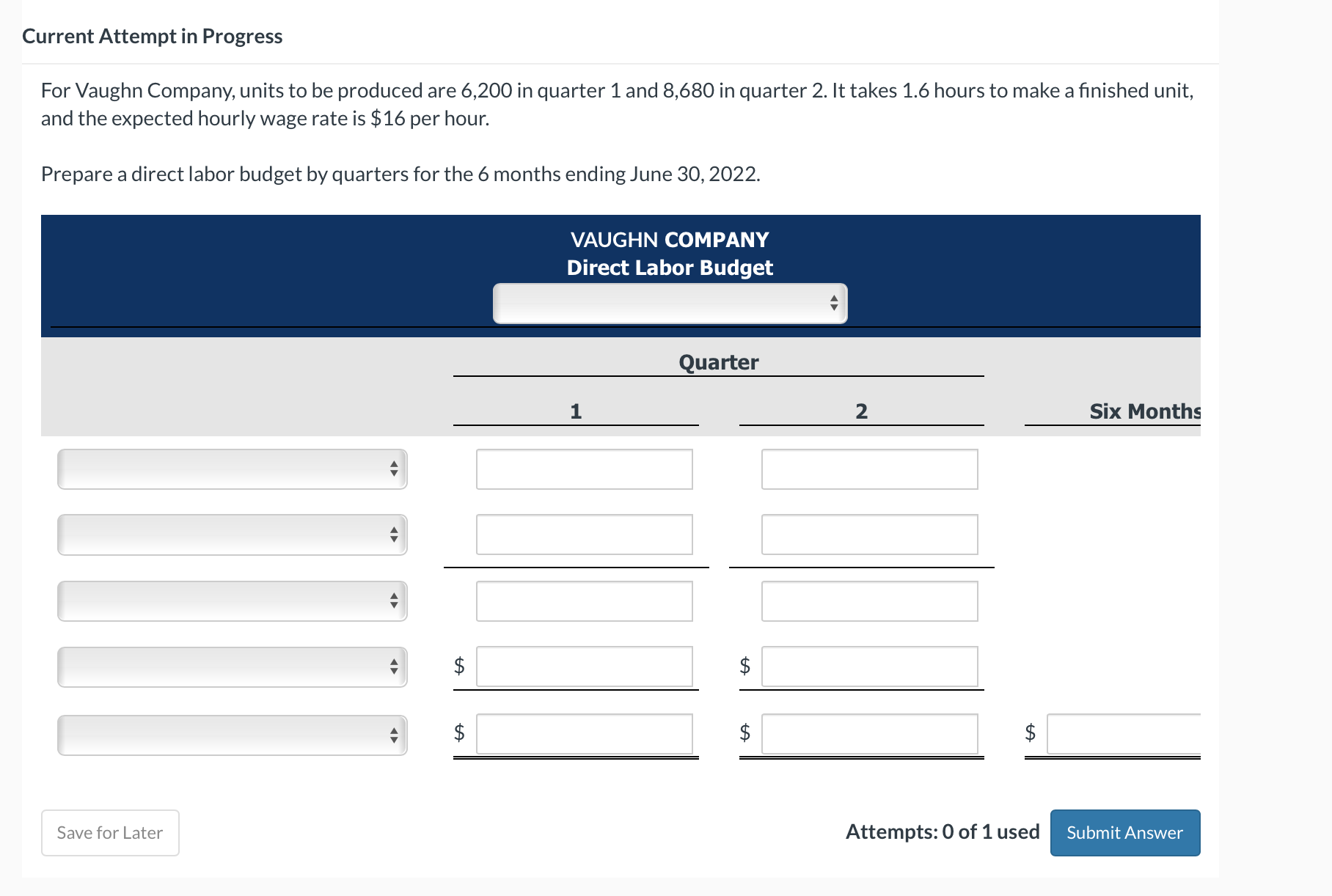 OPTIONS ARE ALL THE SAME FOR ALL 5 Current Attempt in Progress