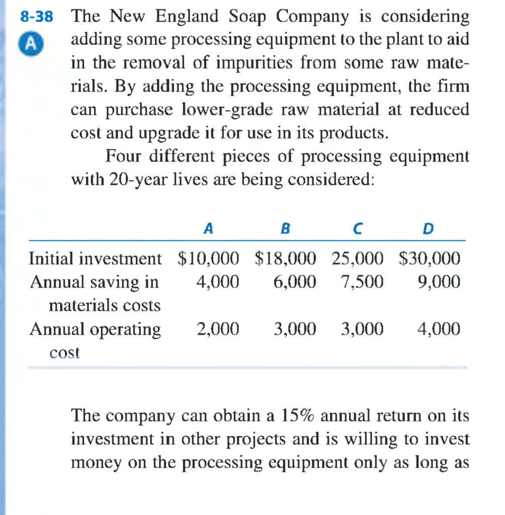 please solve this question by using excel format. thanks 8-38 The New