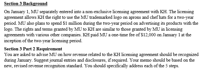  Section 3 Background On January 1, MU separately entered into a