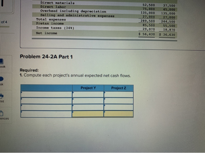 of return, and net present value LO P1, P2, P3 [The following