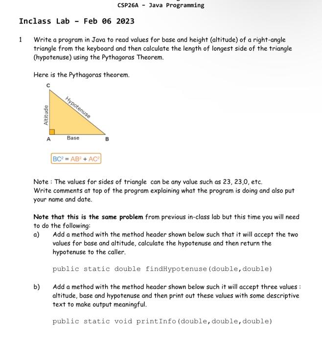  1 Write a program in Java to read values for base