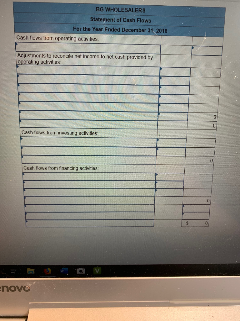 31, 2016. The statements ar complete except for the statement of cash