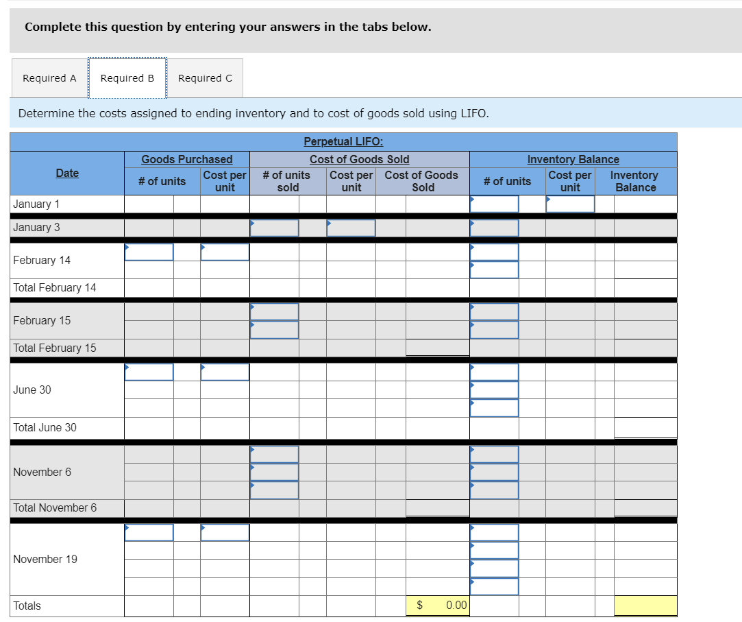 purchases and sales for its only product. Required: The company uses a