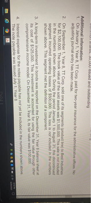 a public company, for Year 8: Retained earnings, January 1, Year 8