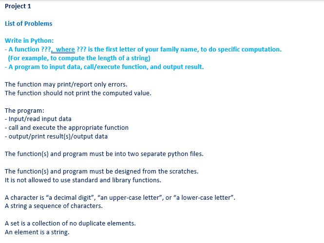 please i need the entire code done List of Problems Write in