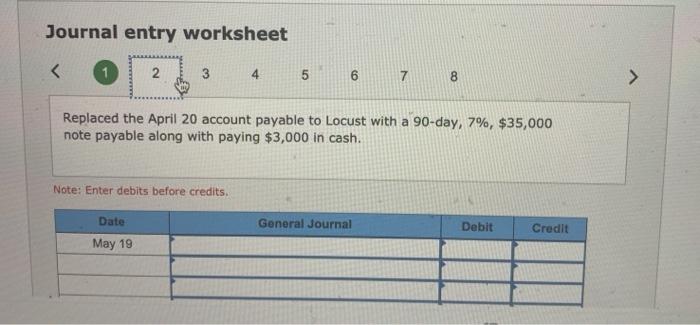 entered into the following transactions involving short-term liabilitles. Year 1 Apr. 20