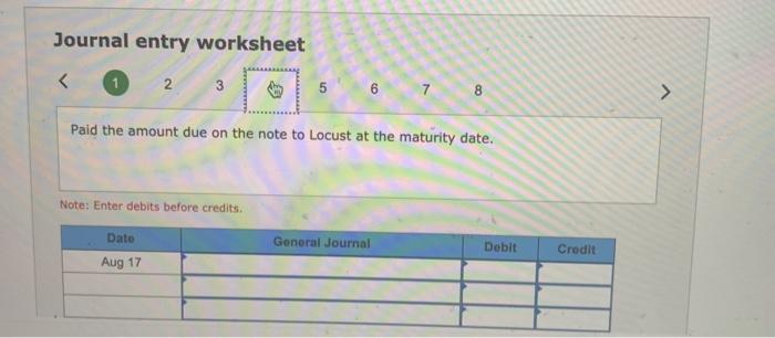 Replaced the April 20 account payable to Locust with a 90-day, 78,