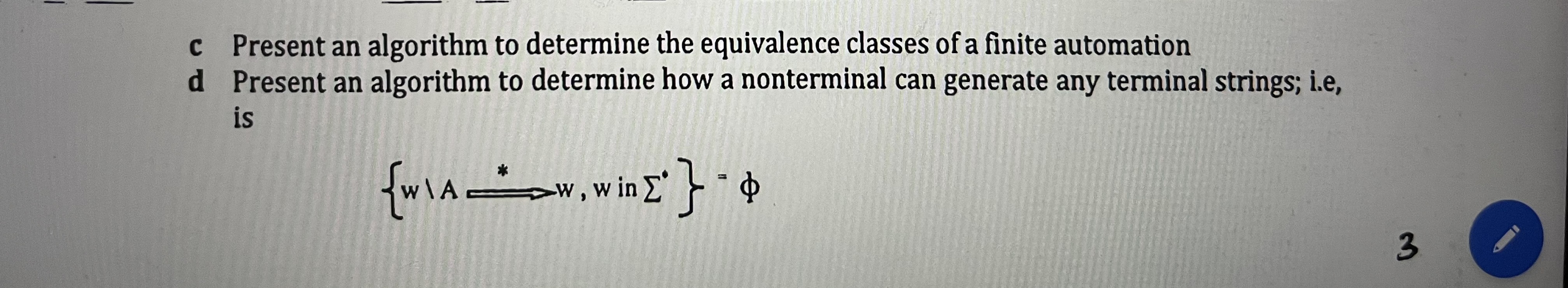  c Present an algorithm to determine the equivalence classes of a