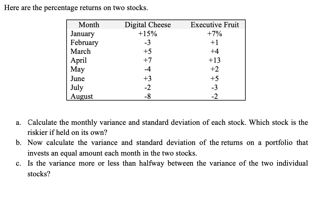 Solve the following questions manually, do not use excel. Show the formulas