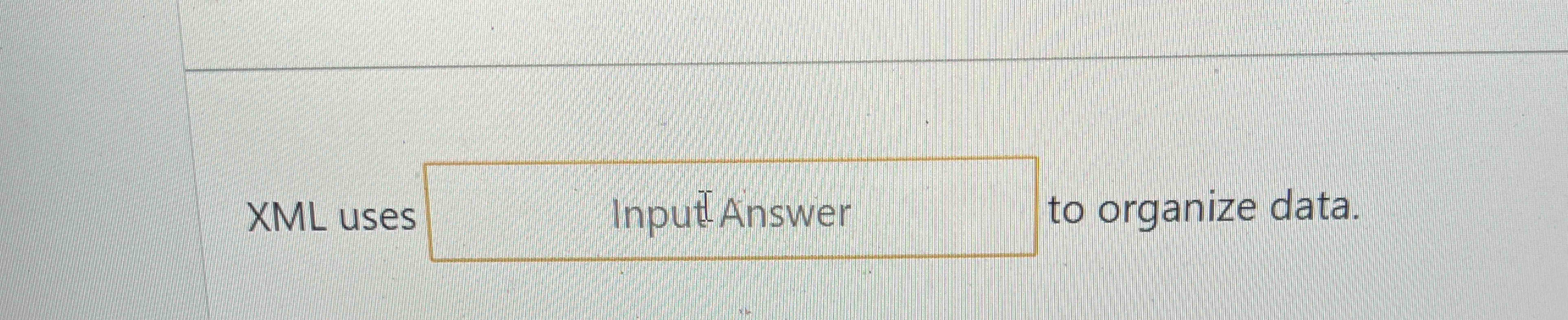 XML uses to organize data. 