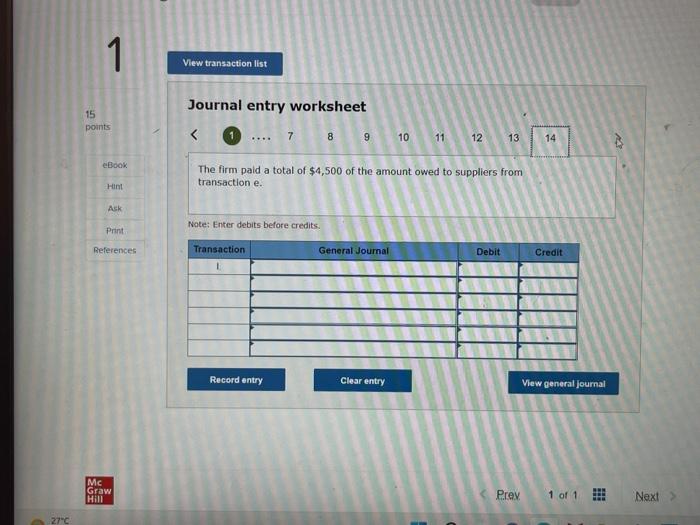 the next month. h. Additional inventory costing $4,350 was purchased; cash of