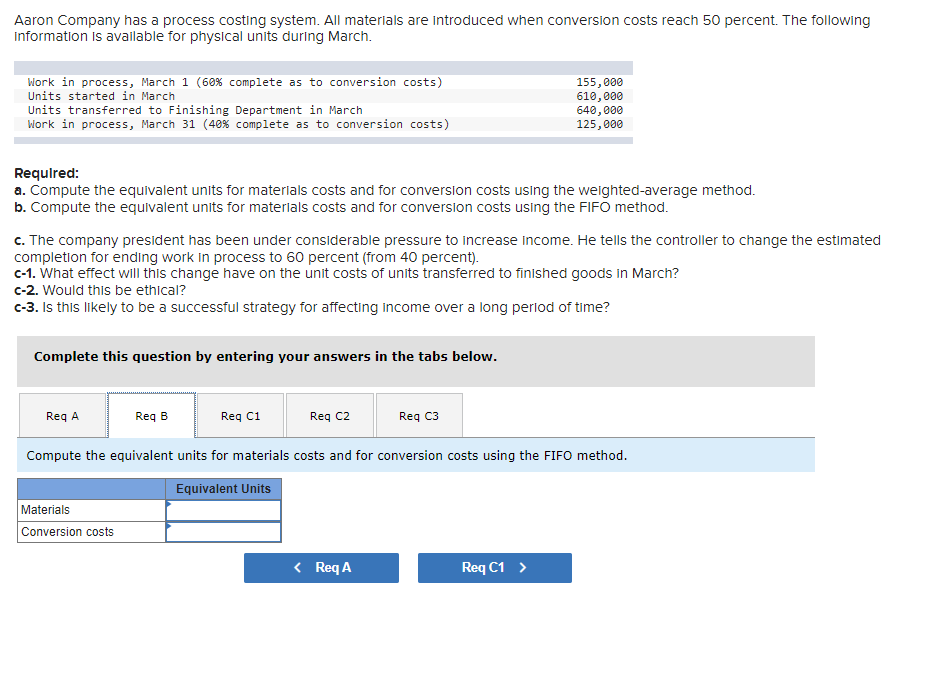 when conversion costs reach 50 percent. The following Information is available for