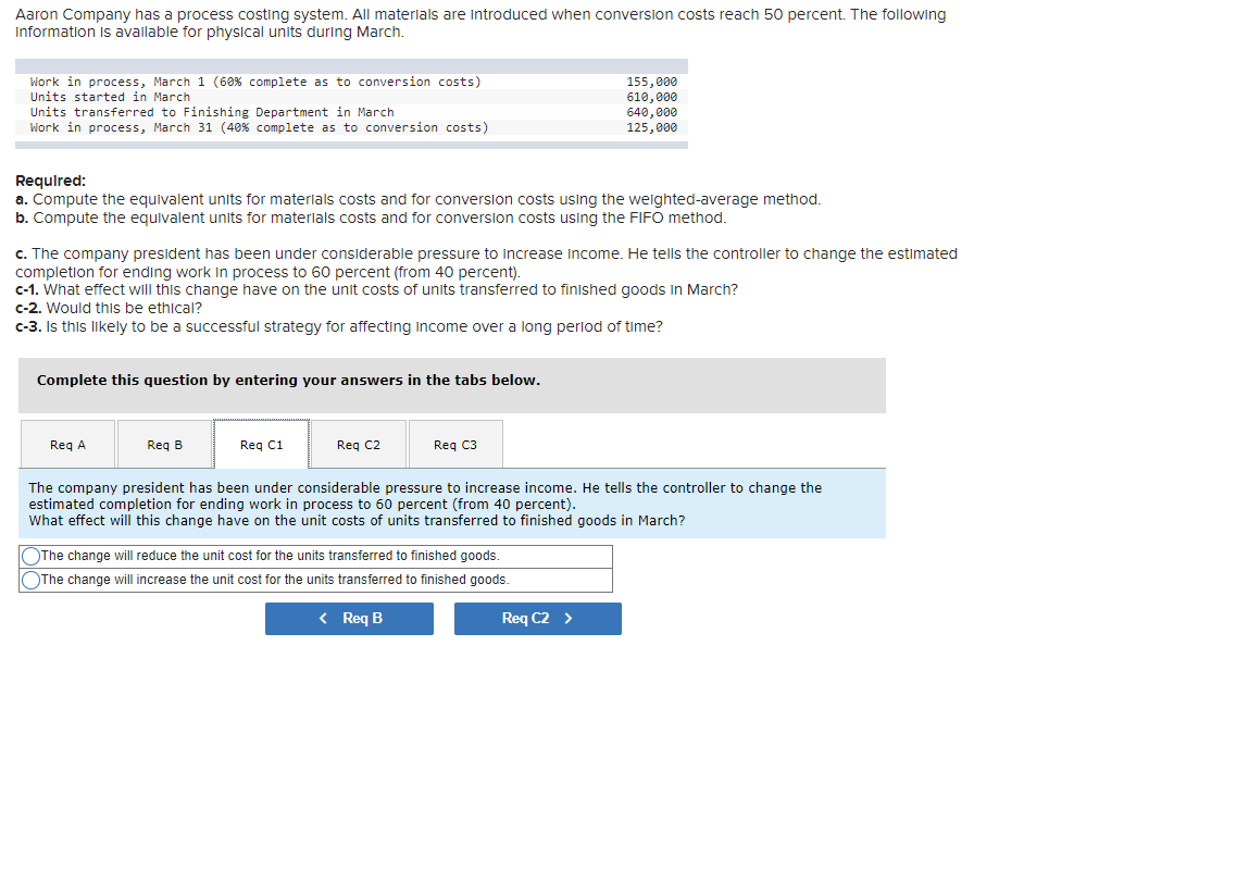 physical units during March. Work in process, March 1 (60% complete as