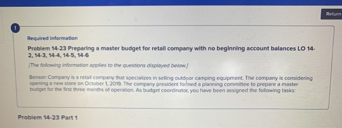  PLEASE HELP NEED ANSWER AS SOON AS POSSIBLE Return Required information