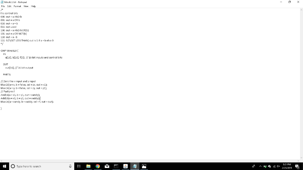 Please help with MiniALU. I am having trouble implementing this. Please advise