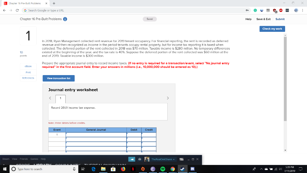  Chapter 16 Pre-Built Problems G Search Google or type a URL