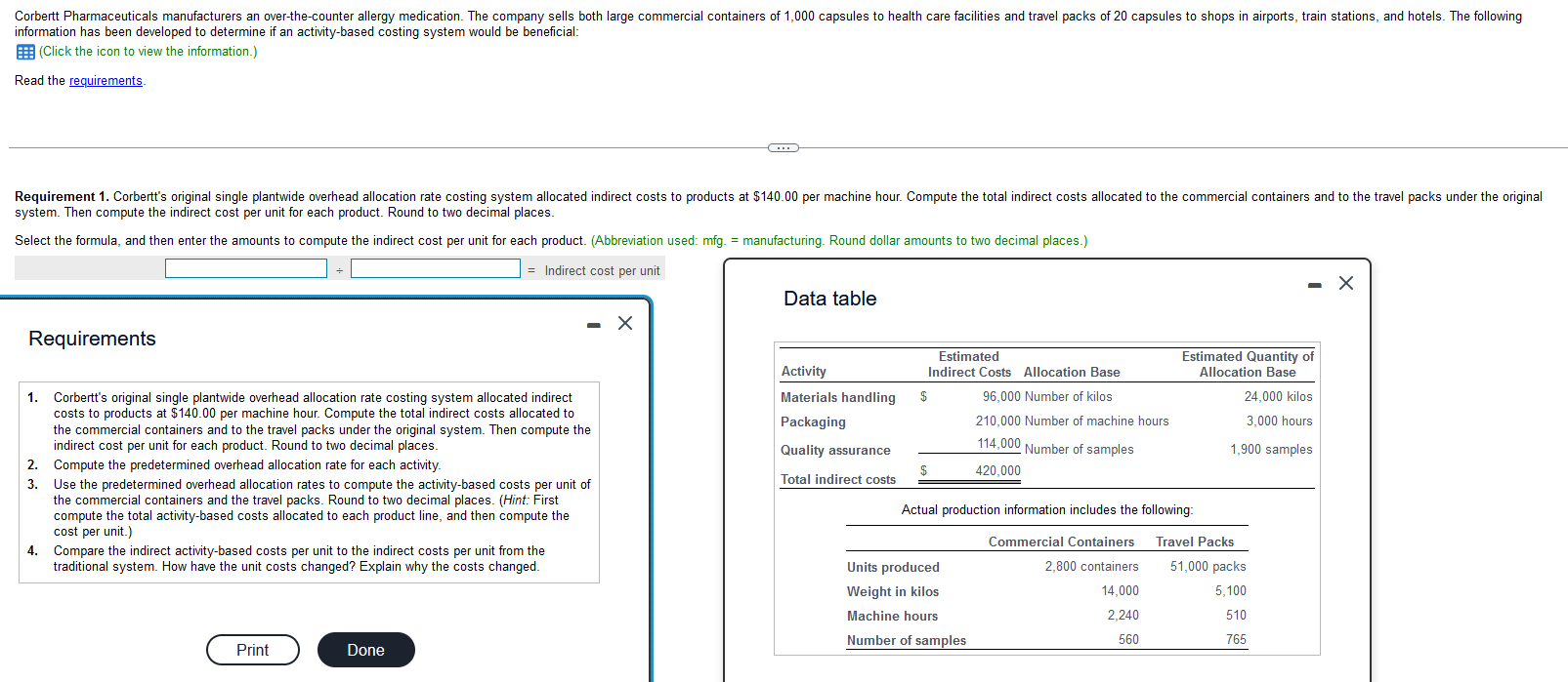  information has been developed to determine if an activity-based costing system