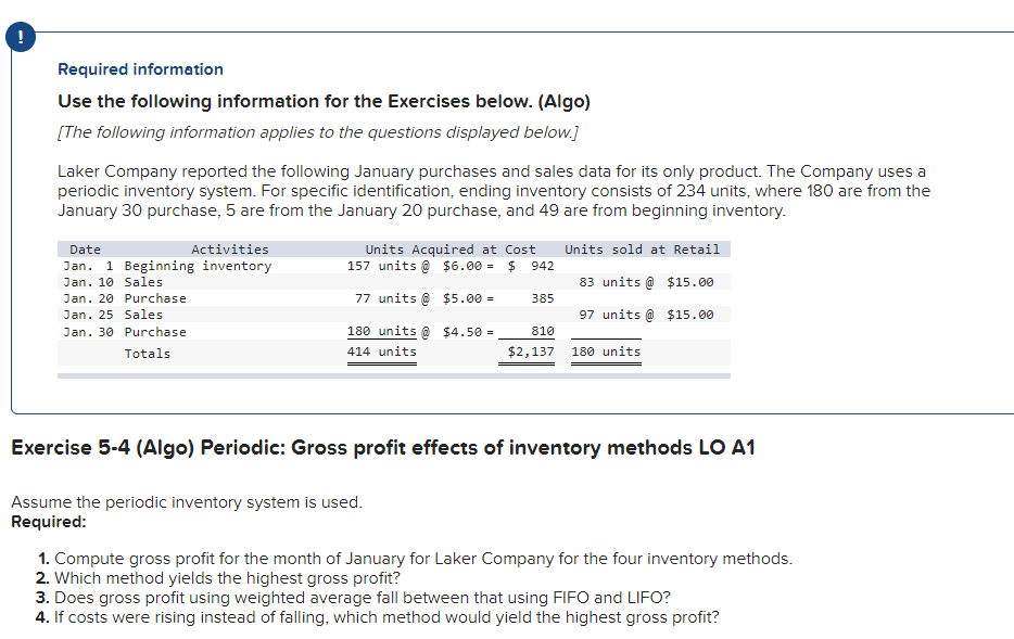 What is the solution for this? Required information Use the following information