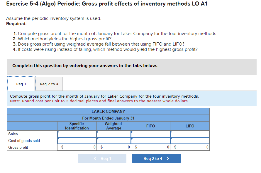 for the Exercises below. (Algo) [The following information applies to the questions